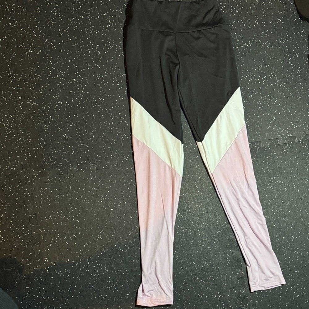 Zaful Black and Pink Colorblock Leggings